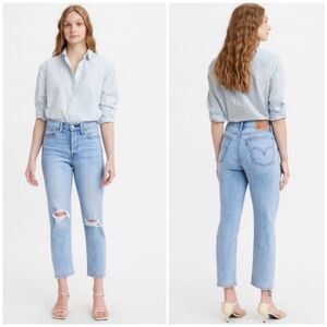 Levi's Wedgie Straight Fit Jeans Button Fly Denim Bridge Of Bellflower 25 Crop